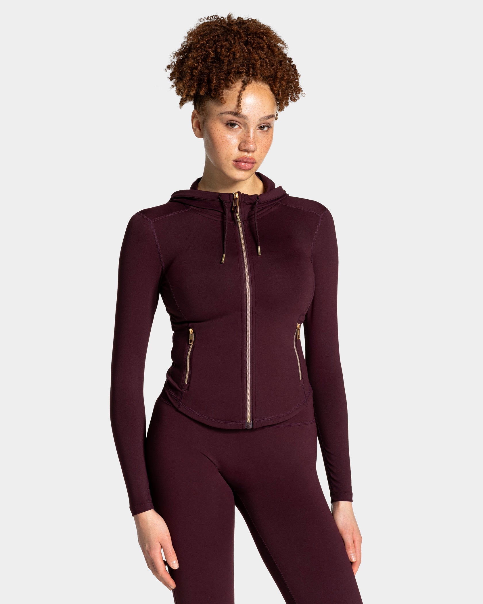 Allrounder Shaping Hooded Zip Jacke "Merlot - Gold"