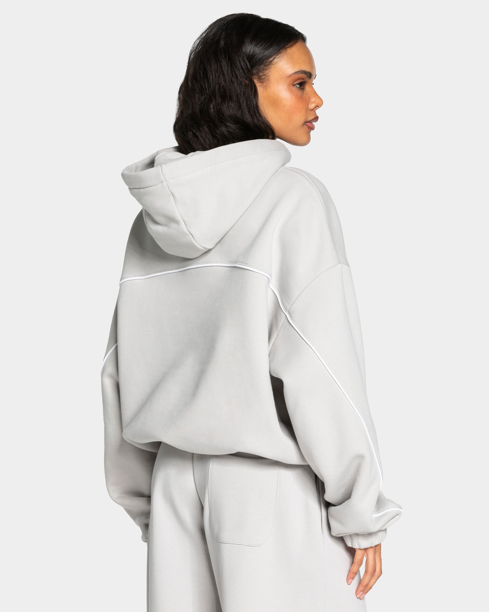 Contrastline Hooded Sweater "Moon"