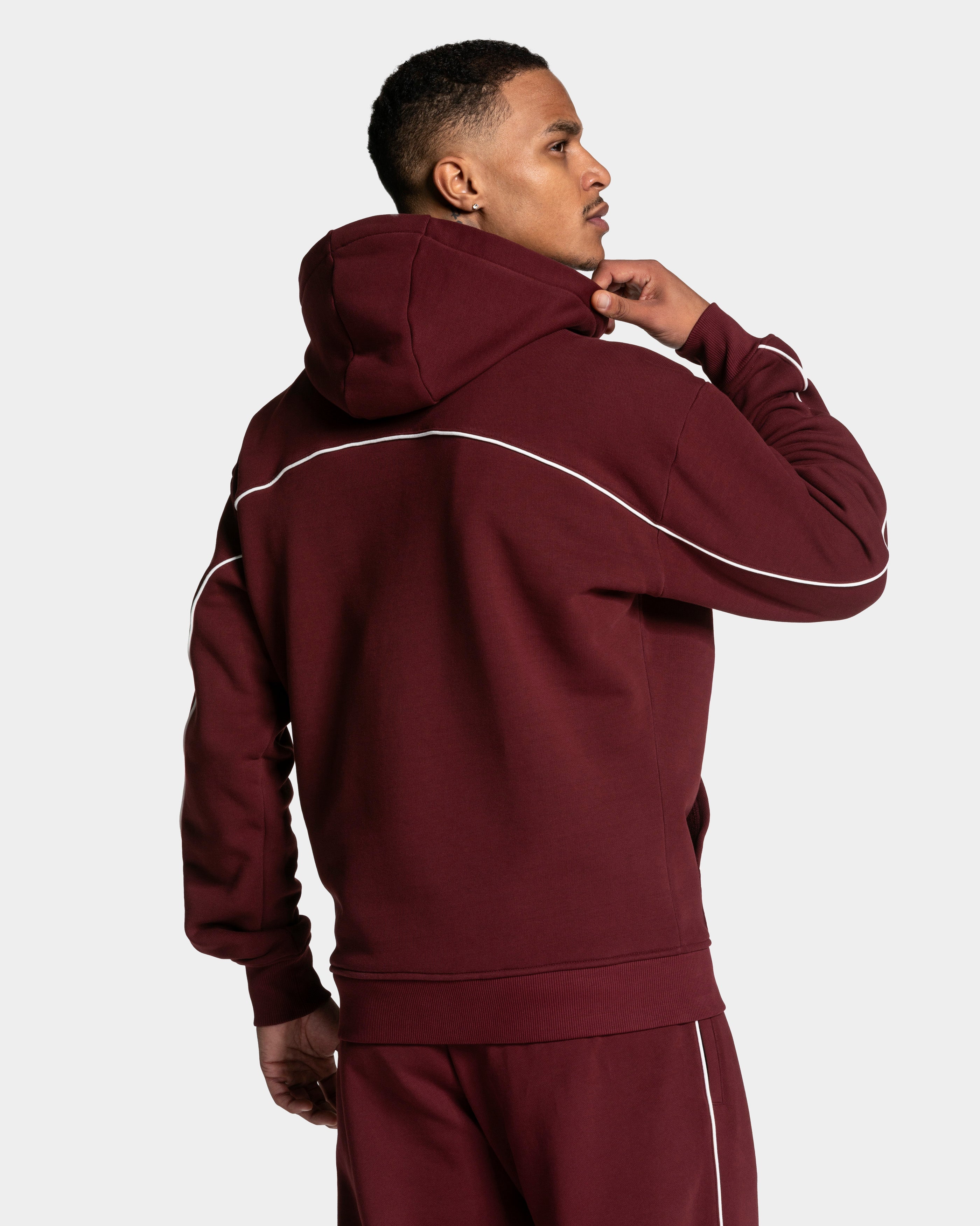 Contrastline Zip Jacke "Weinrot"
