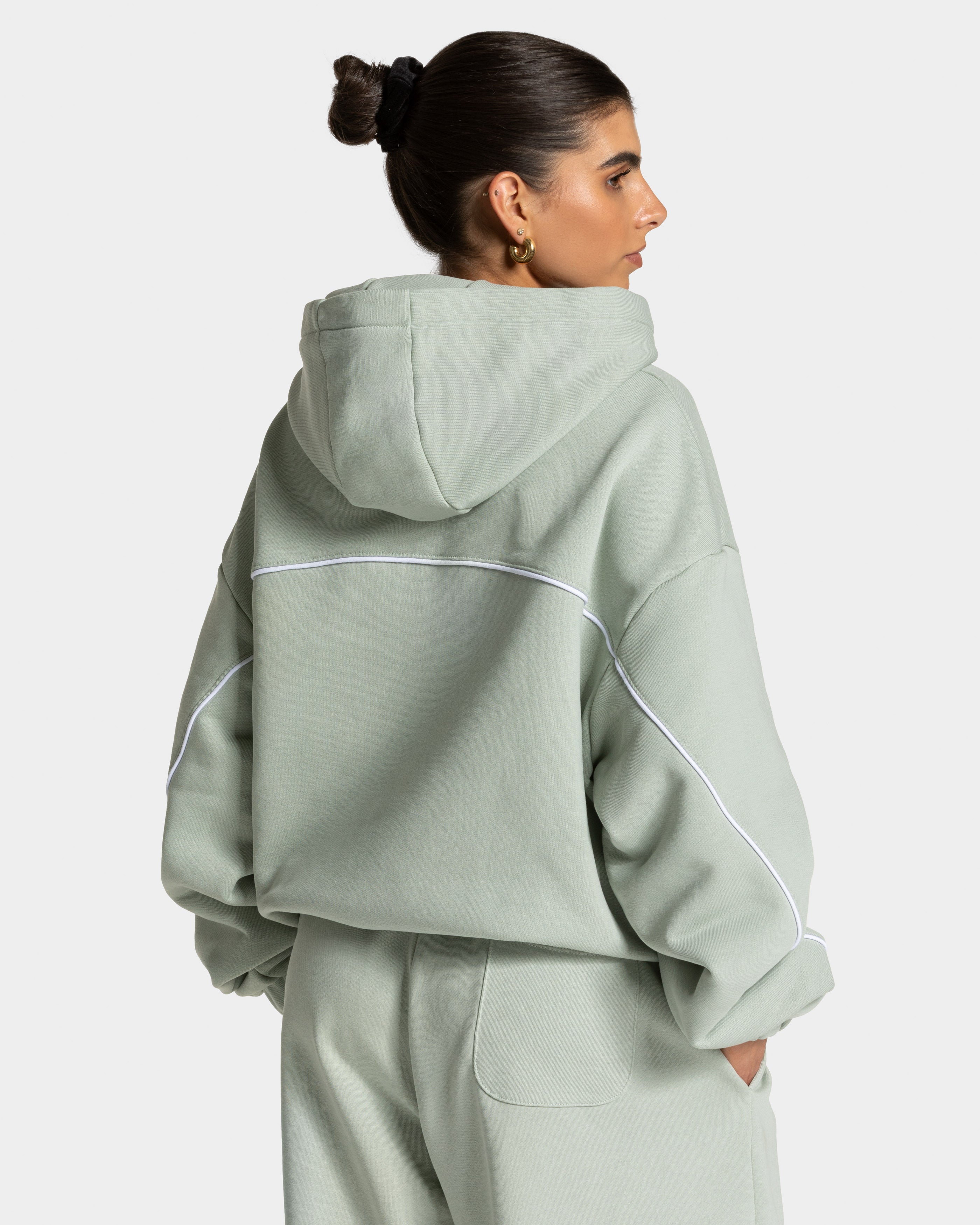 Contrastline Hooded Sweater "Pistachio"