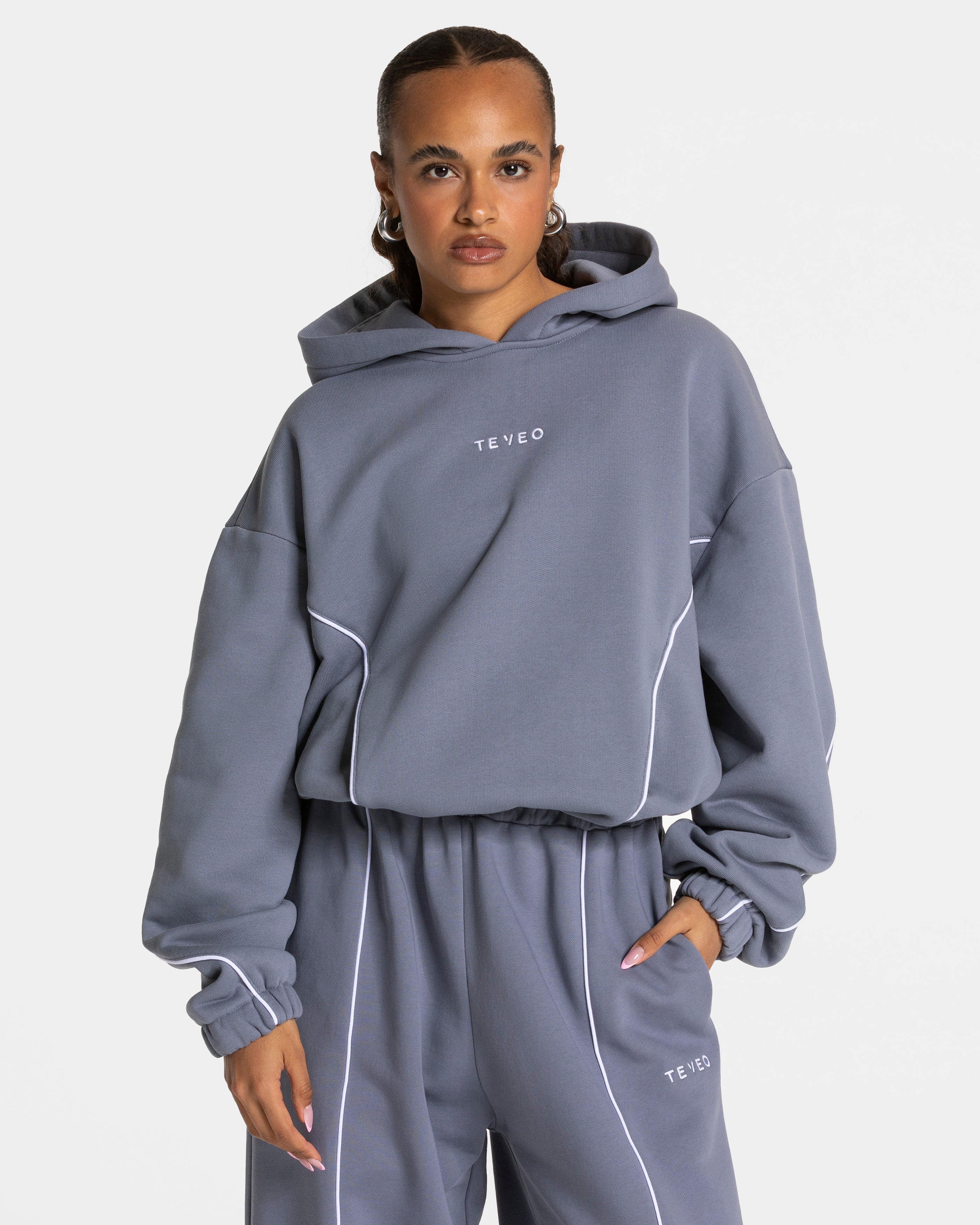 Contrastline Hooded Sweater "Eisgrau"