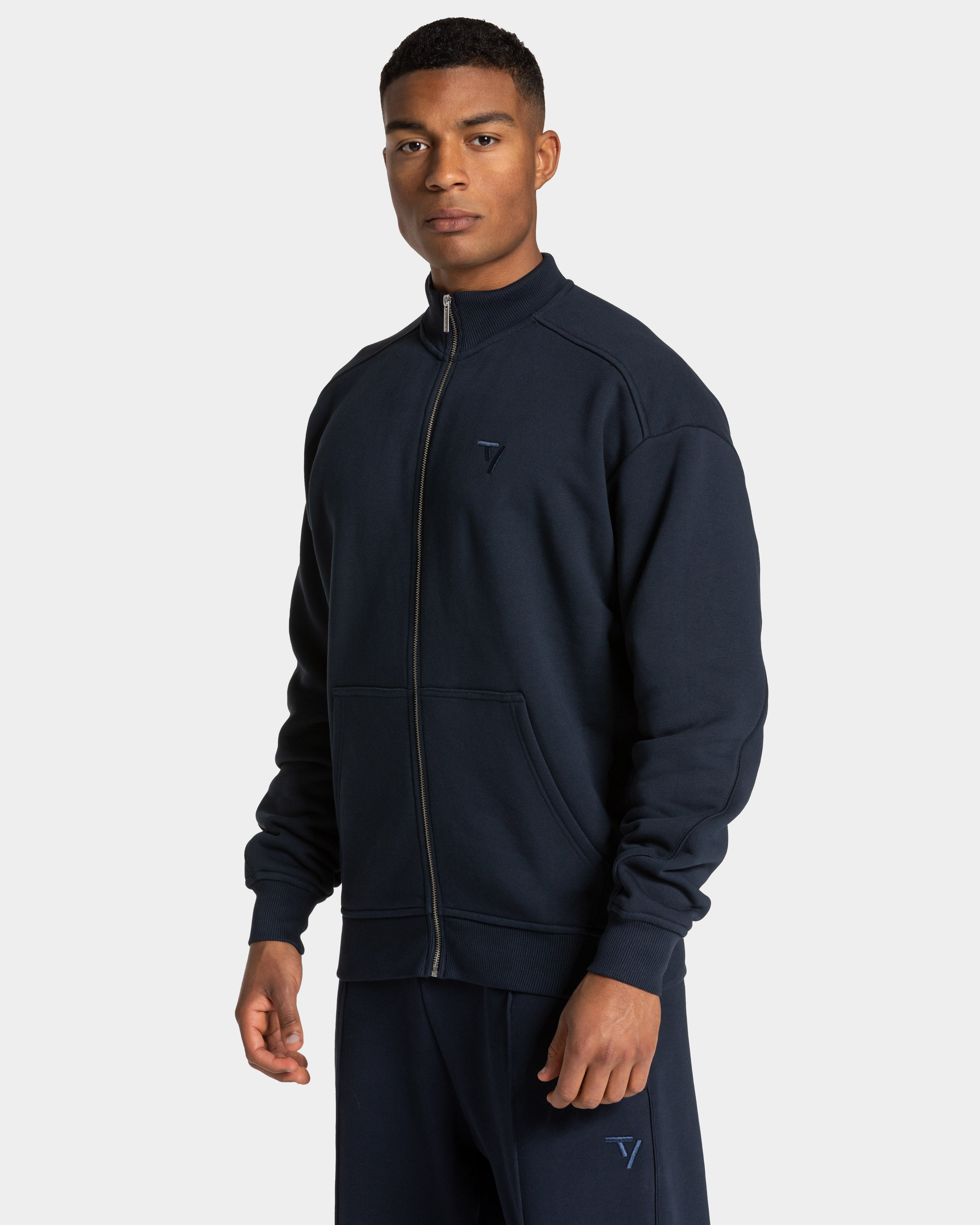 Contrastline Zip Sweater "Midnight"