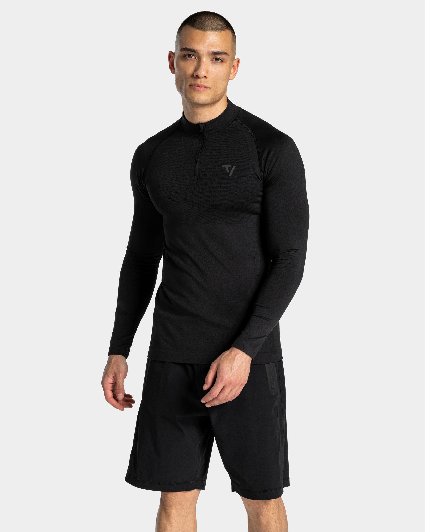 Workout Seamless Half Zip Longsleeve "Schwarz - Anthrazit"